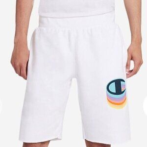 New CHAMPION White Reverse Weave Color Shadow Cut Off Shorts Large
